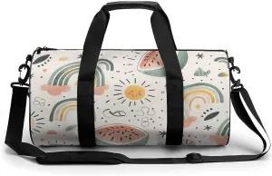 Sports Gym Bag for Women Men Travel Duffel Bag Watermelon And Rainbow Weekender Bag Canvas Carry on Overnight Bag for Travel Swimming Fitness Workout Sports Duffle Bag