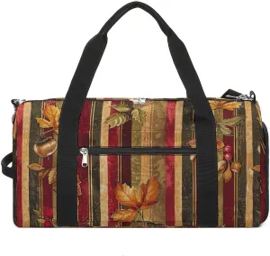 Sports Gym Bag for Women Men with Shoe And Wet Compartment Travel Duffel Bag Acorns And Leaves Weekender Bag Carry on Overnight Bag for Swimming Fitness Workout Sport Duffle Bag