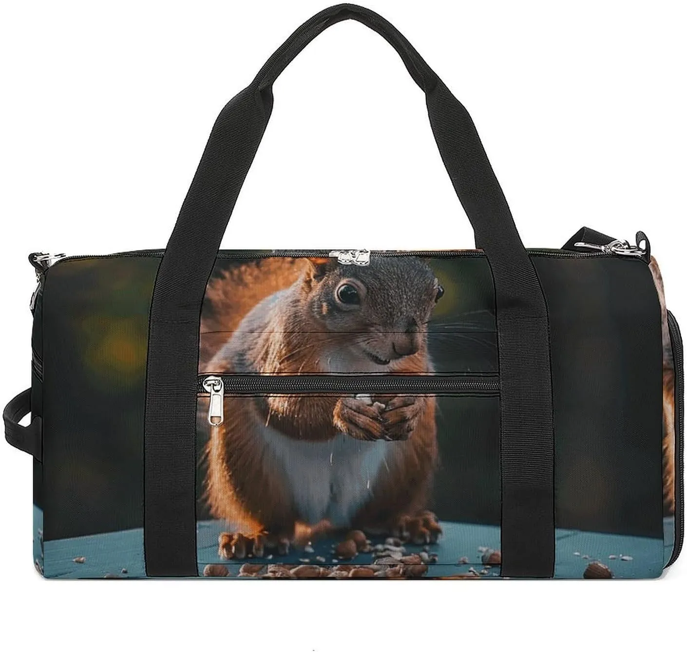 Sports Gym Bag for Women Men with Shoe And Wet Compartment Travel Duffel Bag Nuts And Squirrels Weekender Bag Carry on Overnight Bag for Swimming Fitness Workout Sport Duffle Bag