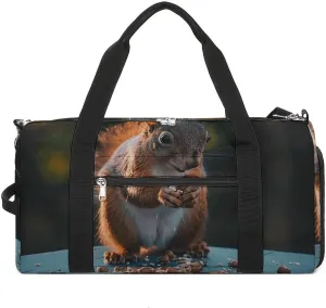 Sports Gym Bag for Women Men with Shoe And Wet Compartment Travel Duffel Bag Nuts And Squirrels Weekender Bag Carry on Overnight Bag for Swimming Fitness Workout Sport Duffle Bag