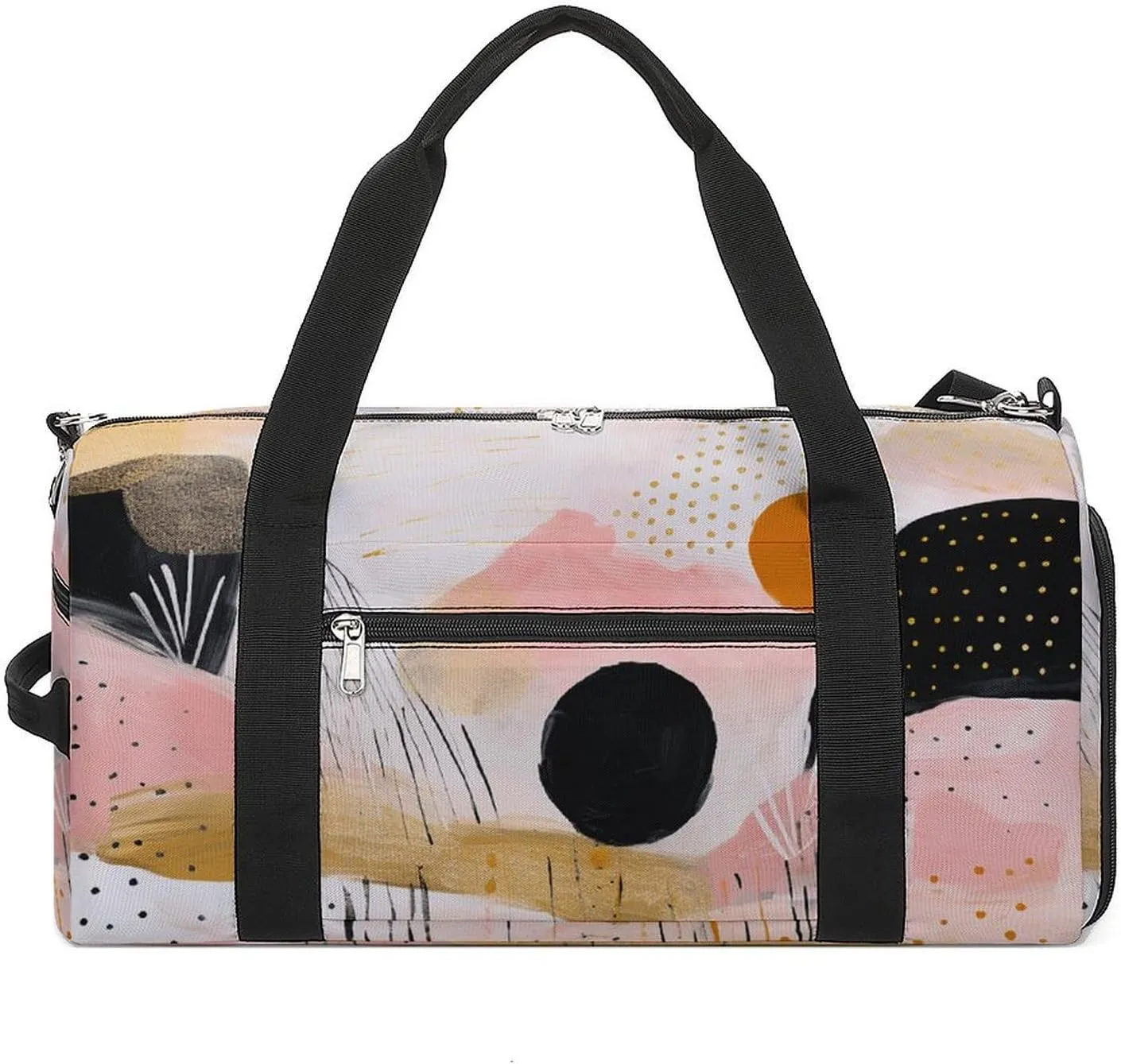Sports Gym Bag for Women Men with Shoe And Wet Compartment Travel Duffel Bag Peach Line Style Weekender Bag Carry on Overnight Bag for Swimming Fitness Workout Sport Duffle Bag
