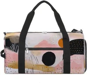 Sports Gym Bag for Women Men with Shoe And Wet Compartment Travel Duffel Bag Peach Line Style Weekender Bag Carry on Overnight Bag for Swimming Fitness Workout Sport Duffle Bag