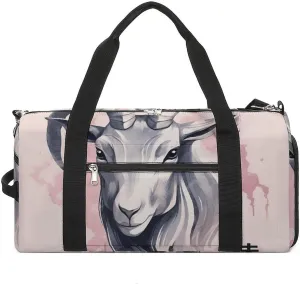 Sports Gym Bag for Women Men with Shoe And Wet Compartment Travel Duffel Bag Zodiac Sign Sheep Weekender Bag Carry on Overnight Bag for Swimming Fitness Workout Sport Duffle Bag