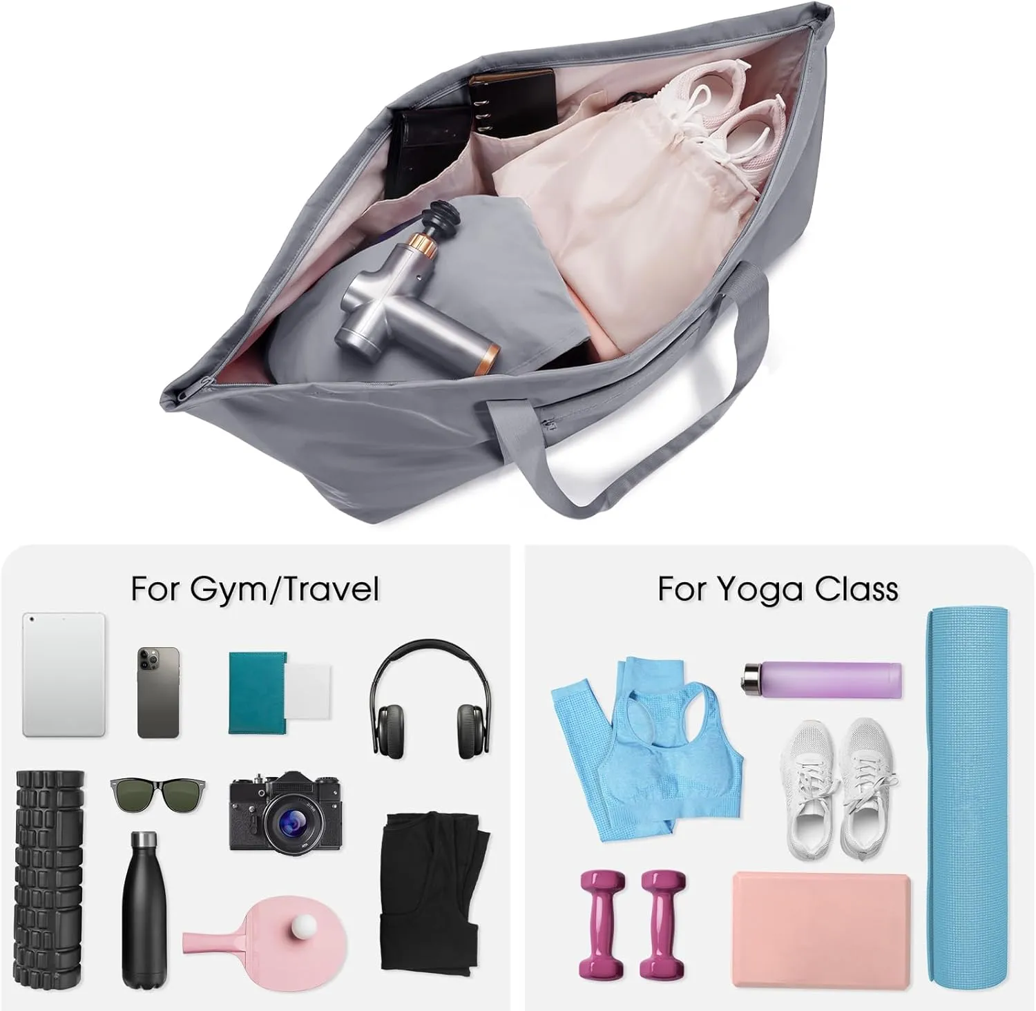 sportsnew Large Yoga Mat Bag with Shoes Compartment and Wet Pocket Ladies Pilates Gym Tote Bag with Yoga Mat Holder Strap for Women Men Workout Carrier Stuff Accessories