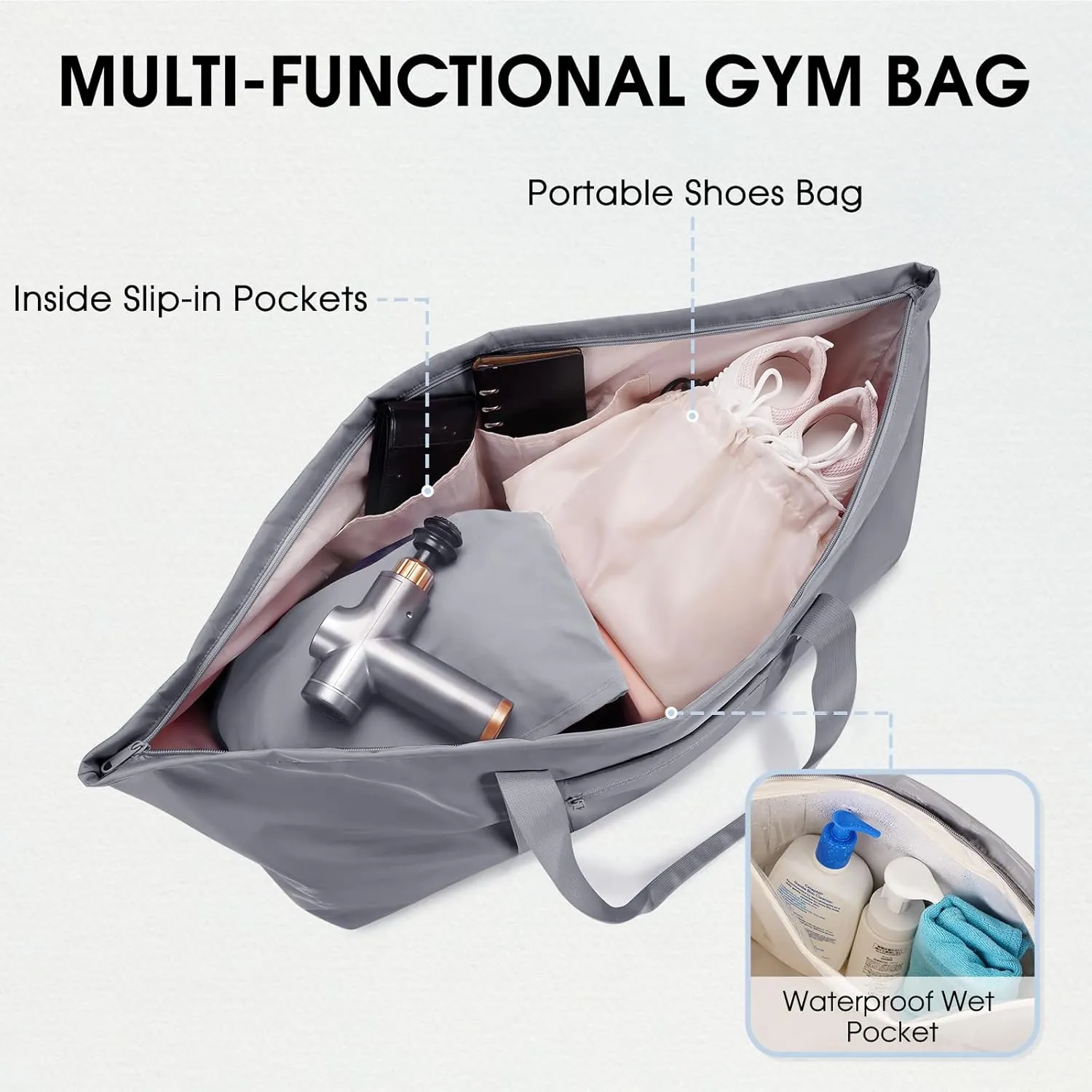 sportsnew Large Yoga Mat Bag with Shoes Compartment and Wet Pocket Ladies Pilates Gym Tote Bag with Yoga Mat Holder Strap for Women Men Workout Carrier Stuff Accessories