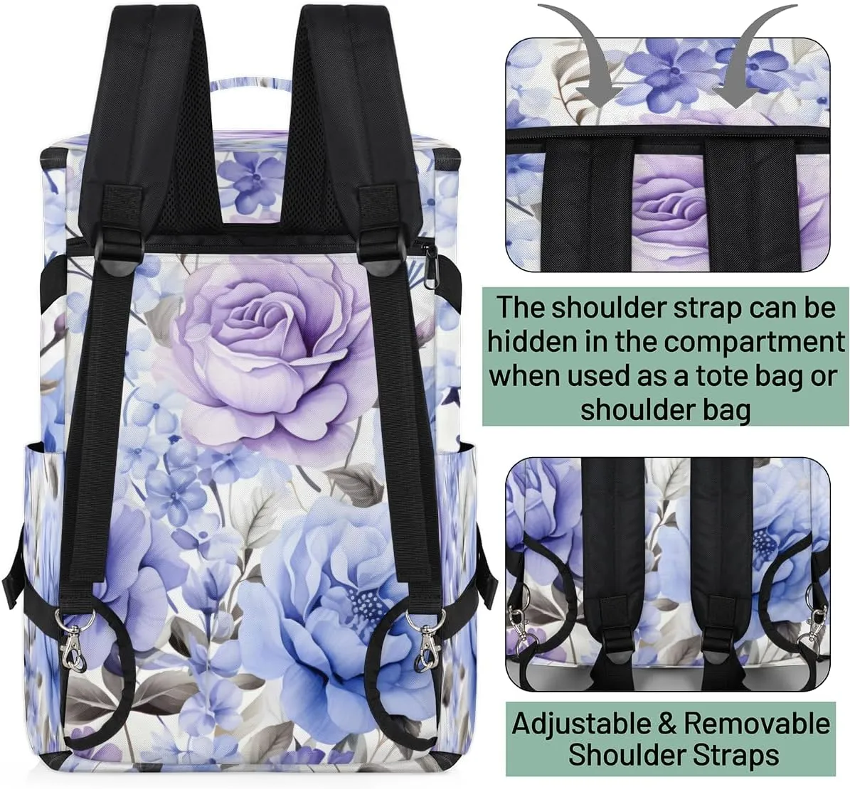 Spring Summer Floral Travel Backpack Carry On Flight Approved for Women Men, 18.9 Inch Large Watercolor Wild Flowers Airline Approved Luggage Weekender Backpacks
