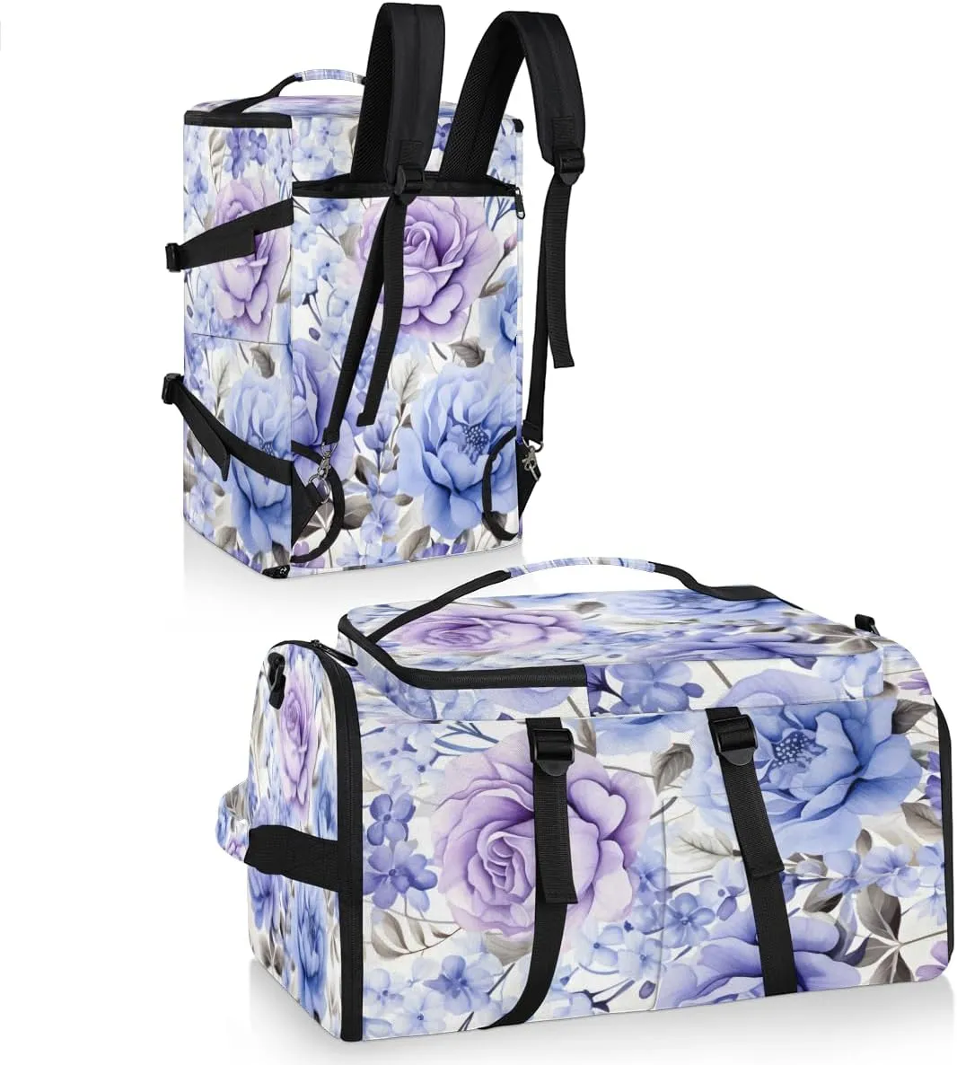 Spring Summer Floral Travel Backpack Carry On Flight Approved for Women Men, 18.9 Inch Large Watercolor Wild Flowers Airline Approved Luggage Weekender Backpacks