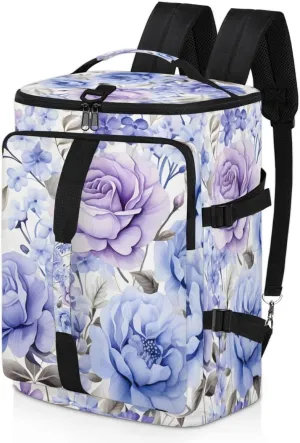 Spring Summer Floral Travel Backpack Carry On Flight Approved for Women Men, 18.9 Inch Large Watercolor Wild Flowers Airline Approved Luggage Weekender Backpacks