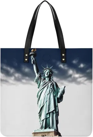 Statue of Liberty Tote Bag Leather Handbag Shopper Purse Shoulder Bag for Women Office Laptop Bag Gift
