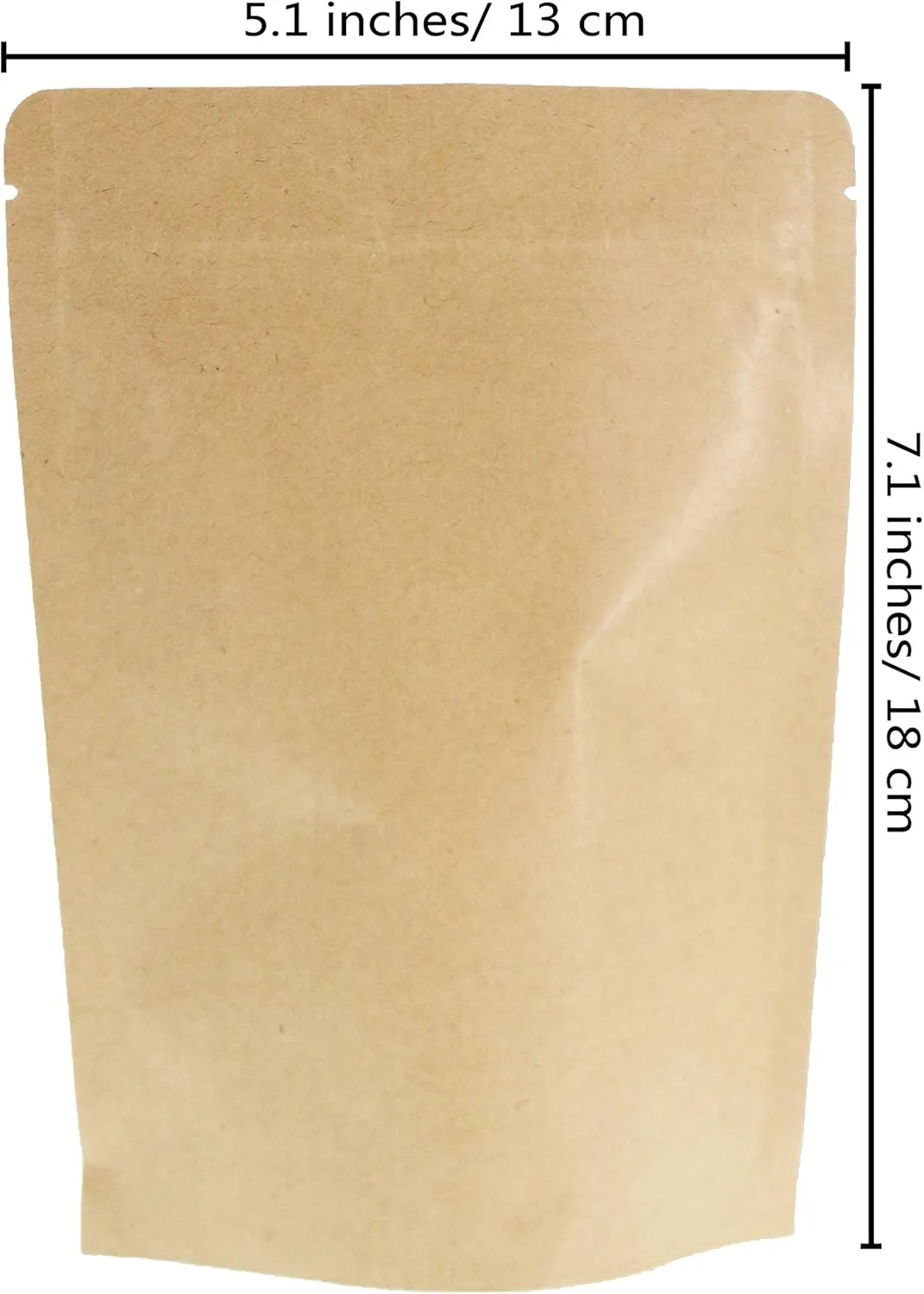 SumDirect Kraft Stand Up Pouches - 50 Pack 5x7 Inch ZipperFood Storage Reusable Bags with Foil Lined for Home or Business (Brown)