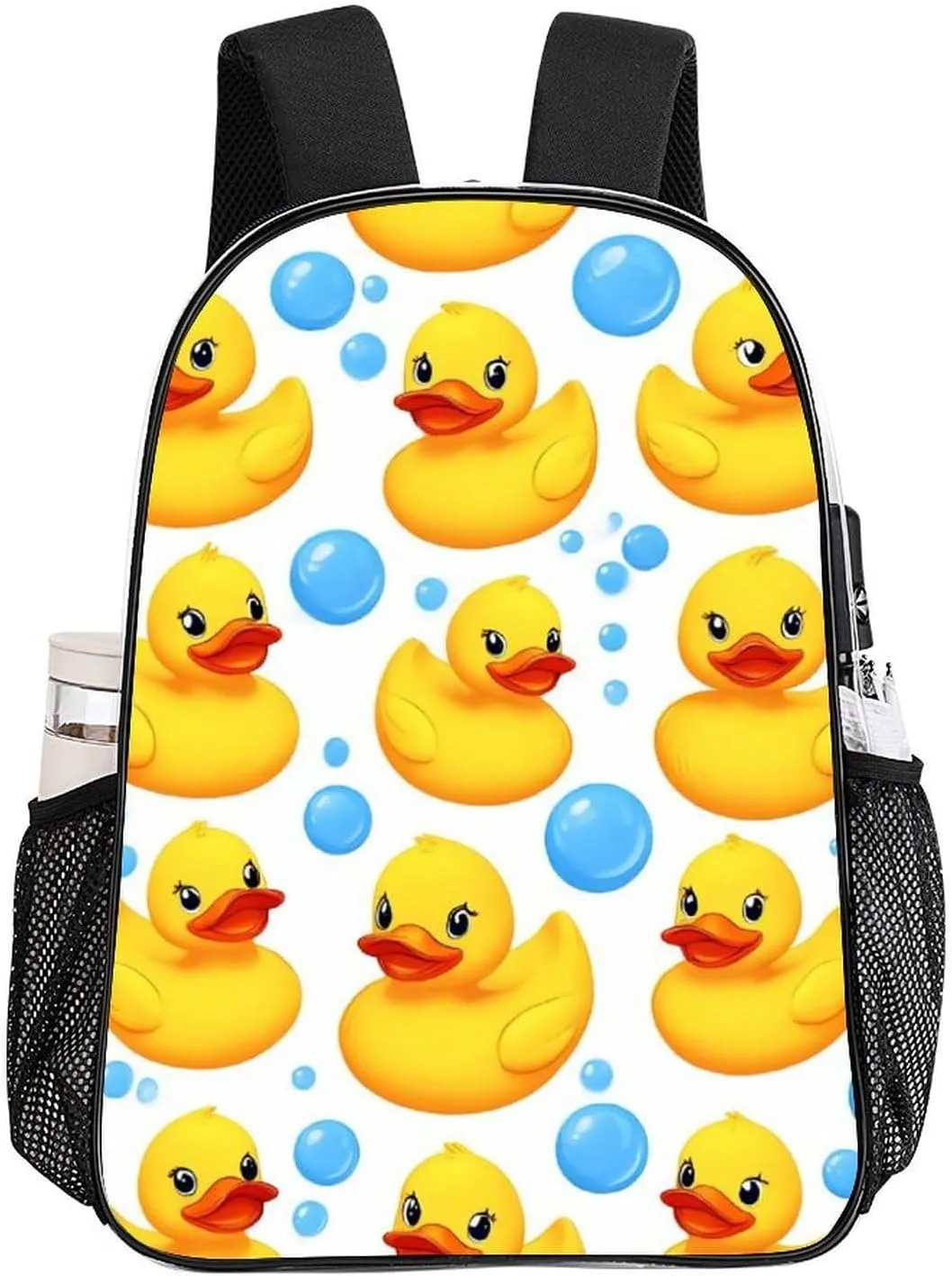 Supdreamc Lightweight Daypack for Camping Business Walking Cycling - Large Capacity Transparent Multipurpose Bookbag, Cute Funny Cartoon Yellow Rubber Ducks Bubbles Gym Outdoor Hiking Backpack