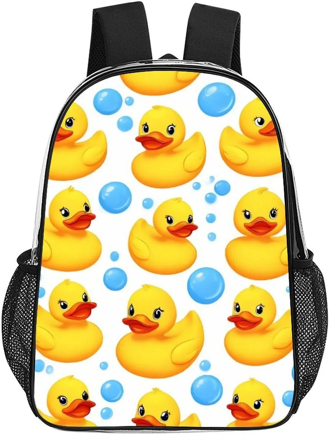 Supdreamc Lightweight Daypack for Camping Business Walking Cycling - Large Capacity Transparent Multipurpose Bookbag, Cute Funny Cartoon Yellow Rubber Ducks Bubbles Gym Outdoor Hiking Backpack