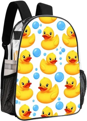 Supdreamc Lightweight Daypack for Camping Business Walking Cycling - Large Capacity Transparent Multipurpose Bookbag, Cute Funny Cartoon Yellow Rubber Ducks Bubbles Gym Outdoor Hiking Backpack
