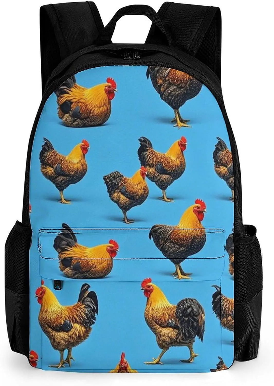 Supdreamc Men Women Lightweight Chicken Rooster Art Backpack Large Capacity Bookbag With Smooth Zippers for Gym Business Running