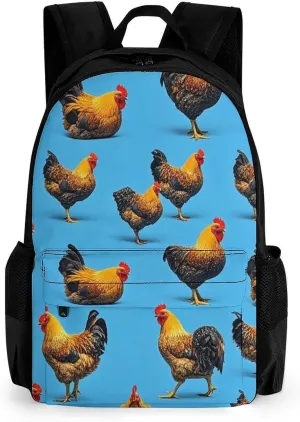 Supdreamc Men Women Lightweight Chicken Rooster Art Backpack Large Capacity Bookbag With Smooth Zippers for Gym Business Running
