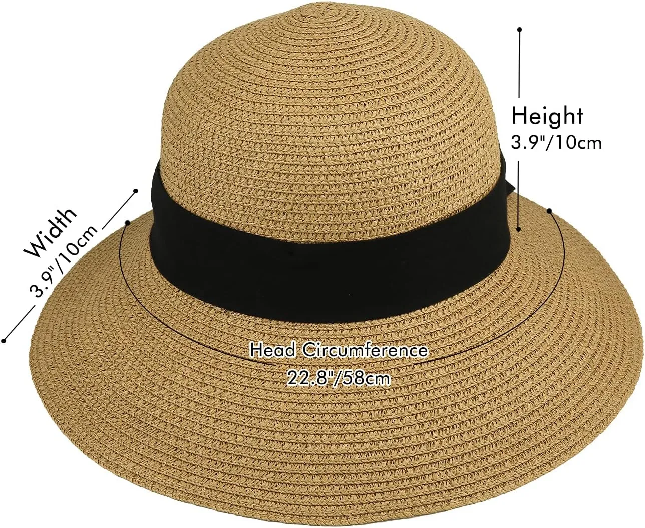 Surblue Womens Straw Sun Hat Wide Brim Foldable Panama Roll up Cap Fedora Beach Sun Hat UPF50 