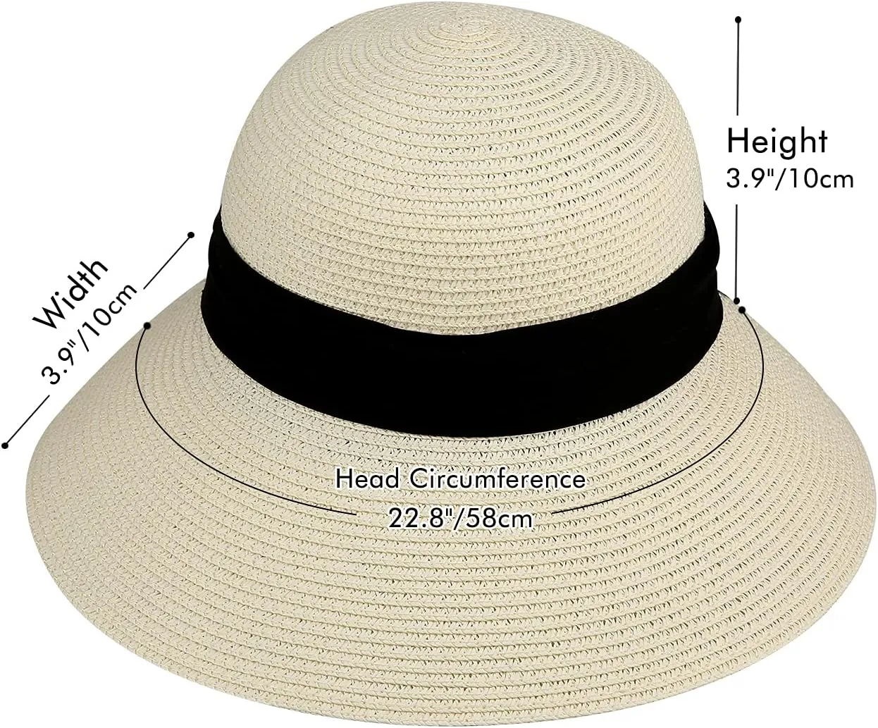 Surblue Womens Straw Sun Hat Wide Brim Foldable Panama Roll up Cap Fedora Beach Sun Hat UPF50 