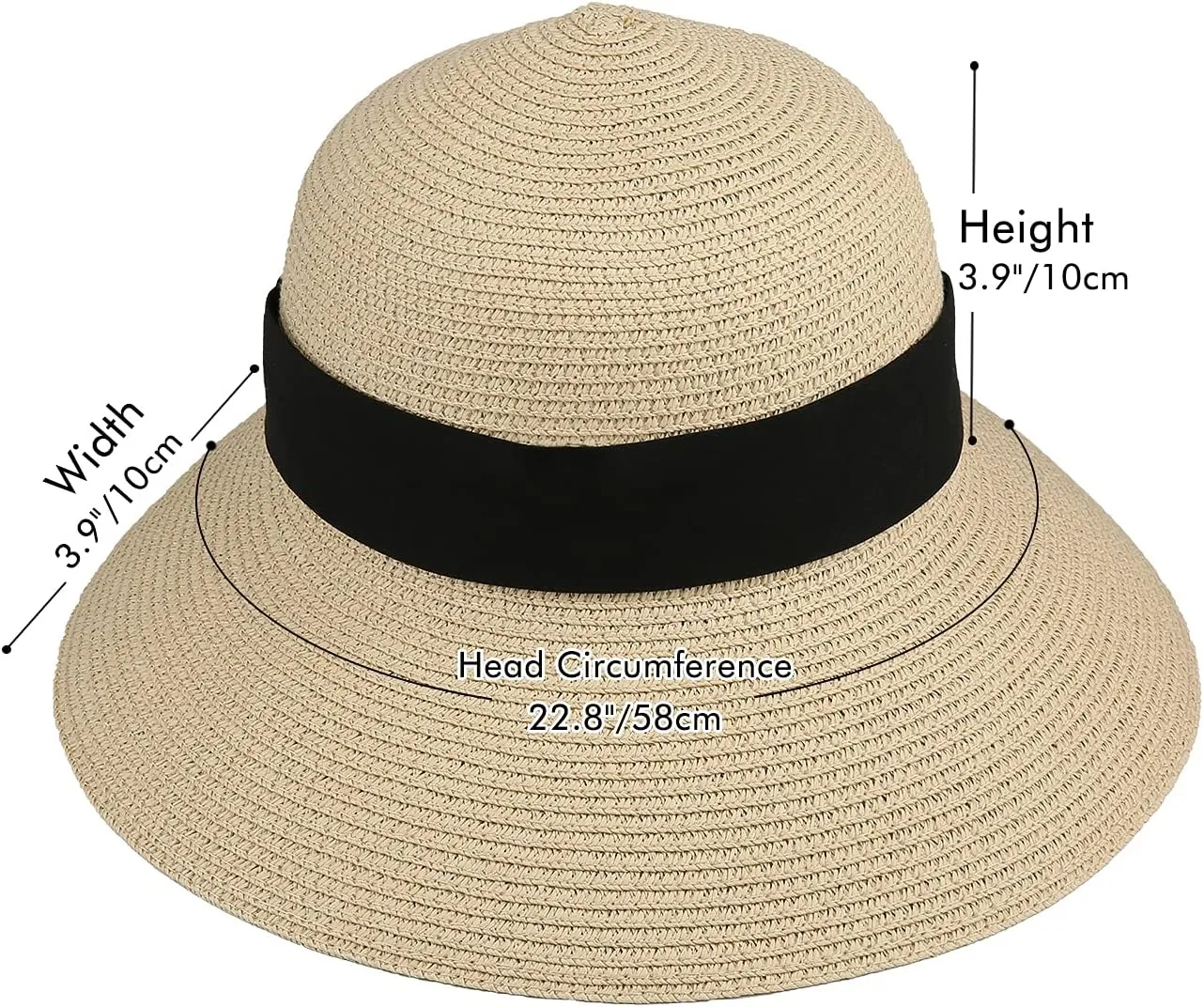Surblue Womens Straw Sun Hat Wide Brim Foldable Panama Roll up Cap Fedora Beach Sun Hat UPF50 