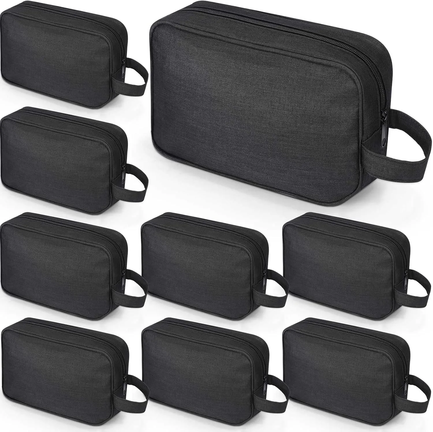 Sweetude 9 Pieces Toiletry Bag for Men and Women Water Resistant Shaving Bag Foldable Hanging Cosmetic Travel Pouch Travel Toiletry Organizer with Handle Divider for Makeup Brushes Accessories (Black)
