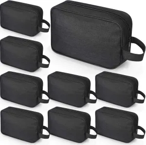 Sweetude 9 Pieces Toiletry Bag for Men and Women Water Resistant Shaving Bag Foldable Hanging Cosmetic Travel Pouch Travel Toiletry Organizer with Handle Divider for Makeup Brushes Accessories (Black)