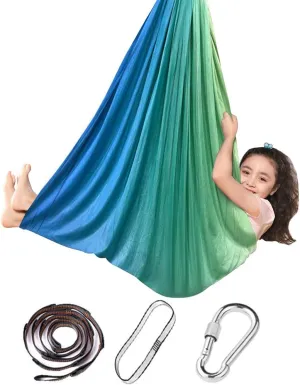 Swing Chair Yoga Hammock Set Heavy Duty Elastic Aerial Silks for Home Antigravity Yoga Starter Kit for All Person