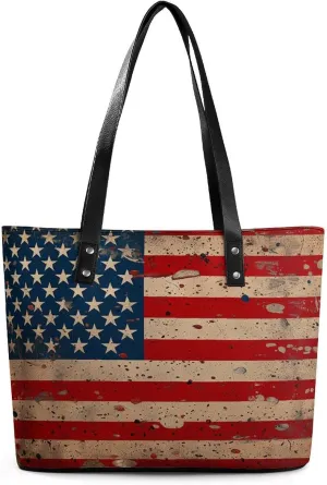 Swiss And American Flag Women Soft Leather Handbags Tote Purses Shoulder Bucket Bags