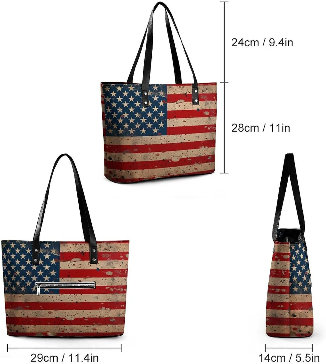 Swiss And American Flag Women Soft Leather Handbags Tote Purses Shoulder Bucket Bags