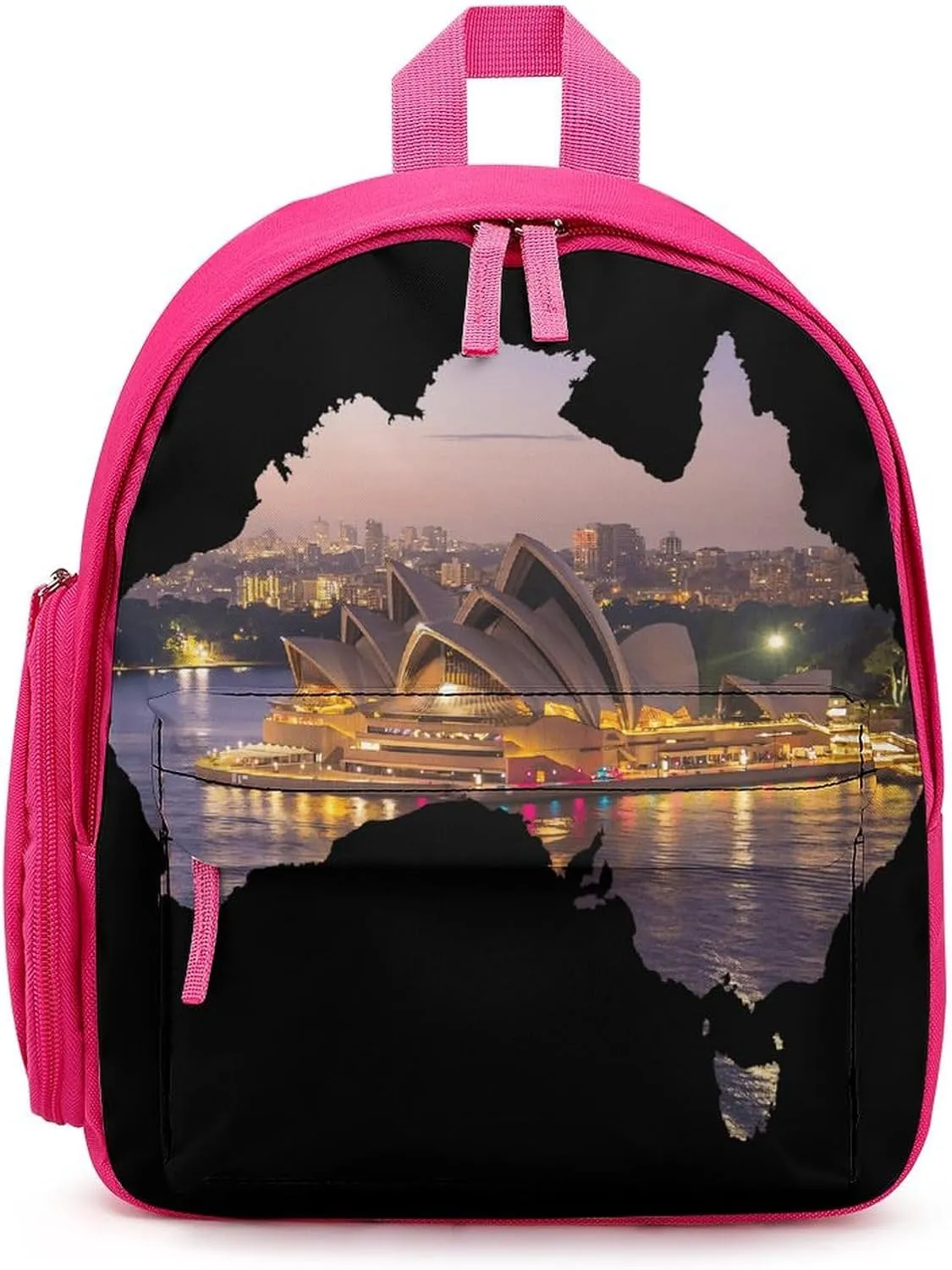 Sydney Opera House Australia Map Cute Backpack Shoulders Bag Casual Daypacks Travel Back Pack for Camping Hiking Pink-style