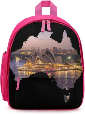 Sydney Opera House Australia Map Cute Backpack Shoulders Bag Casual Daypacks Travel Back Pack for Camping Hiking Pink-style