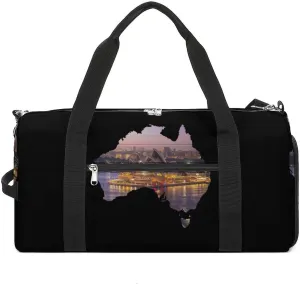 Sydney Opera House Australia Map Unisex Gym Bag Waterproof Sports Duffels Travel Gear With Laundry Shoe Compartment