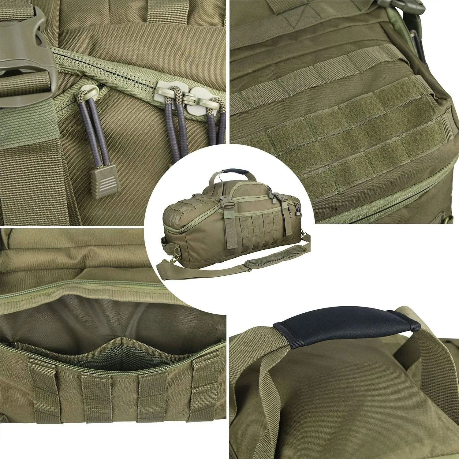 Tactical Duffle Bag Backpack  (Green, 80L)