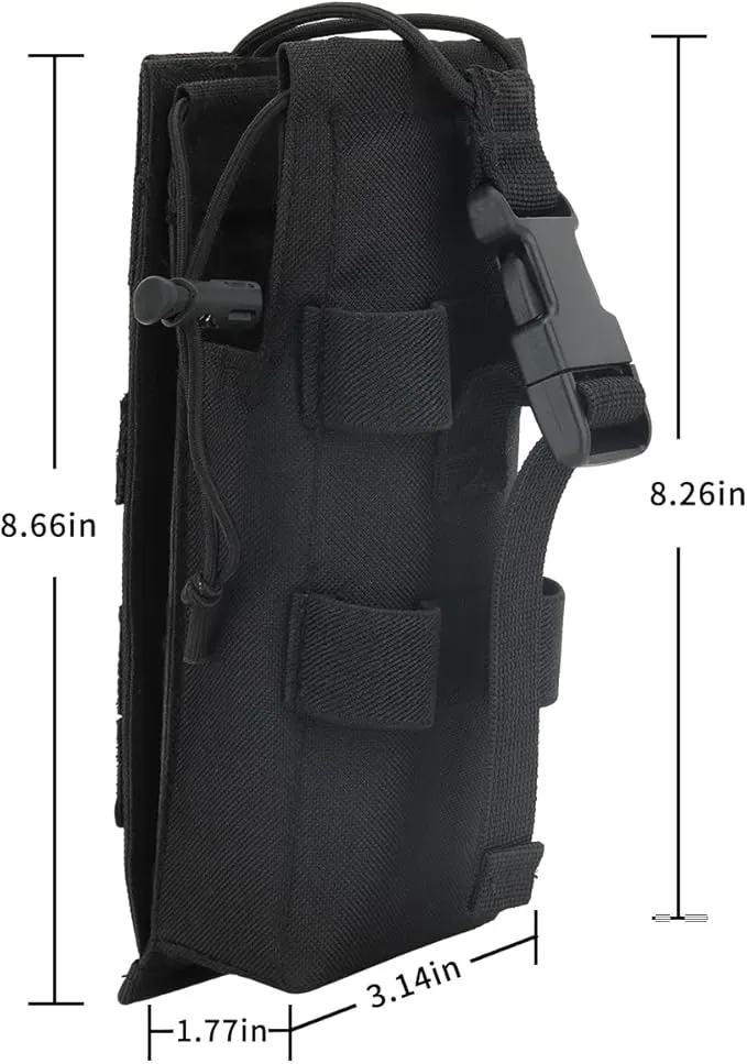Tactical Molle Radio Holster Holder Case Military Heavy Duty Radios Holster Bag for AR-152 AN/PRC-152 148 UV-25 Two Ways Walkie Talkies Adjustable Storage（Black