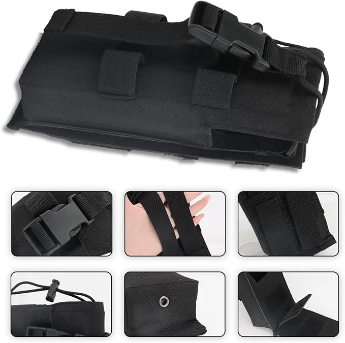 Tactical Molle Radio Holster Holder Case Military Heavy Duty Radios Holster Bag for AR-152 AN/PRC-152 148 UV-25 Two Ways Walkie Talkies Adjustable Storage（Black