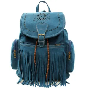 Tassel Bag Women Backpack Bag Bolsa Feminina Retro Engraving and Fringe Design Women's Vintage Satchel