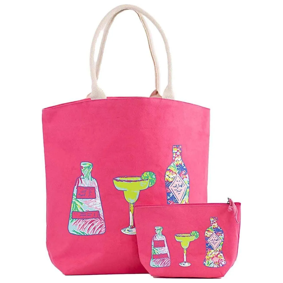 Tequila Sunrise Tropic Tote   Hot Pink/Multi   20x16.75x6.5