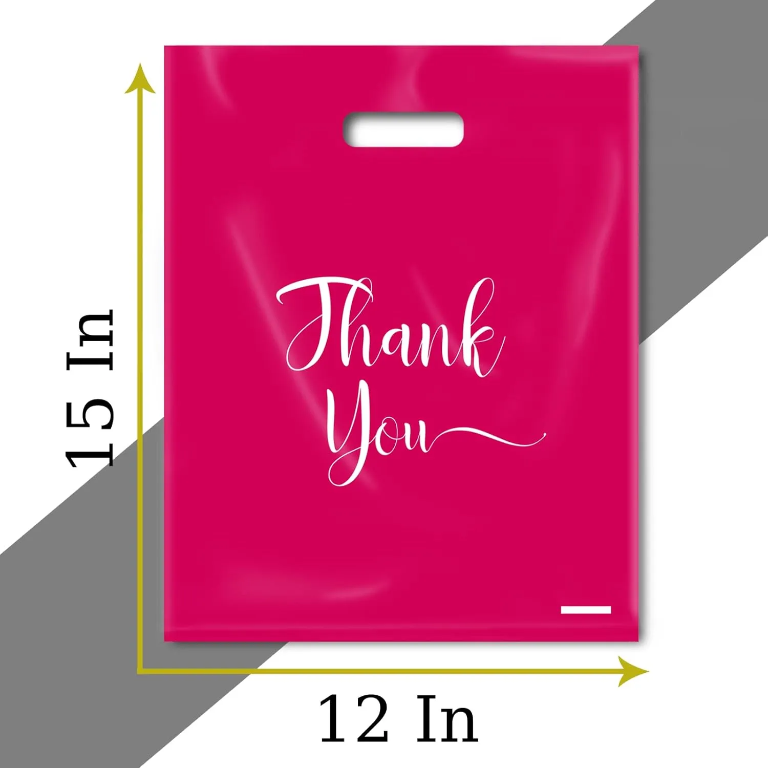 Thank You Bags - 100 Pack for Small Business, Pink & Medium (12x15)