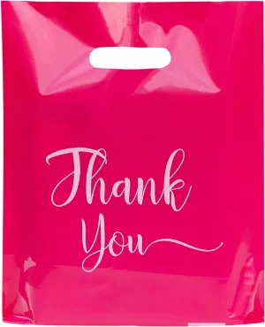 Thank You Bags - 100 Pack for Small Business, Pink & Medium (12x15)