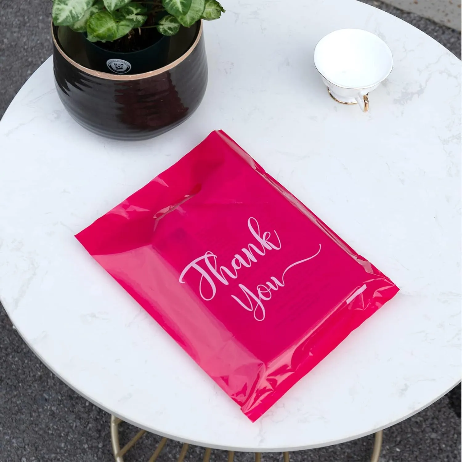 Thank You Bags - 100 Pack for Small Business, Pink & Medium (12x15)
