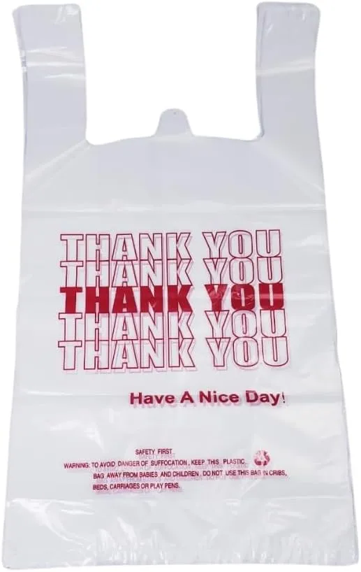 Thank You Plastic Bags (11.5" x 6.5" x 21") White- Grocery, Shopping Bag, Restaurants, T-shirt bags Convenience Store, retail (350)