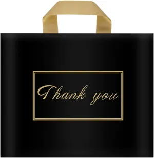 Thank You Plastic Shopping Bags for Small Businesses Extra Large Thick Bulk Merchandise Gift Bags with Handles for Customers Party Favors, Black 50 Pack