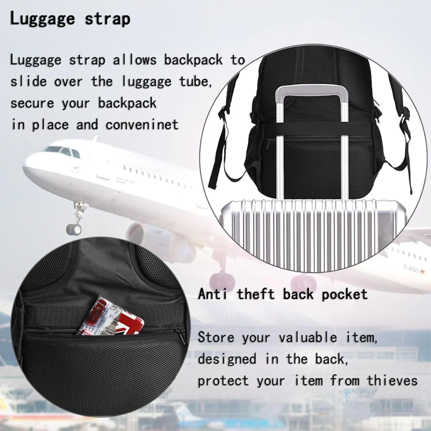 Thin Blue Red Green Line American Flag Travel Backpack Laptop Backpacks Business Rucksack Outdoor Daypack Large Sport Bag with Luggage Strap USB Charging Port for Hiking Working