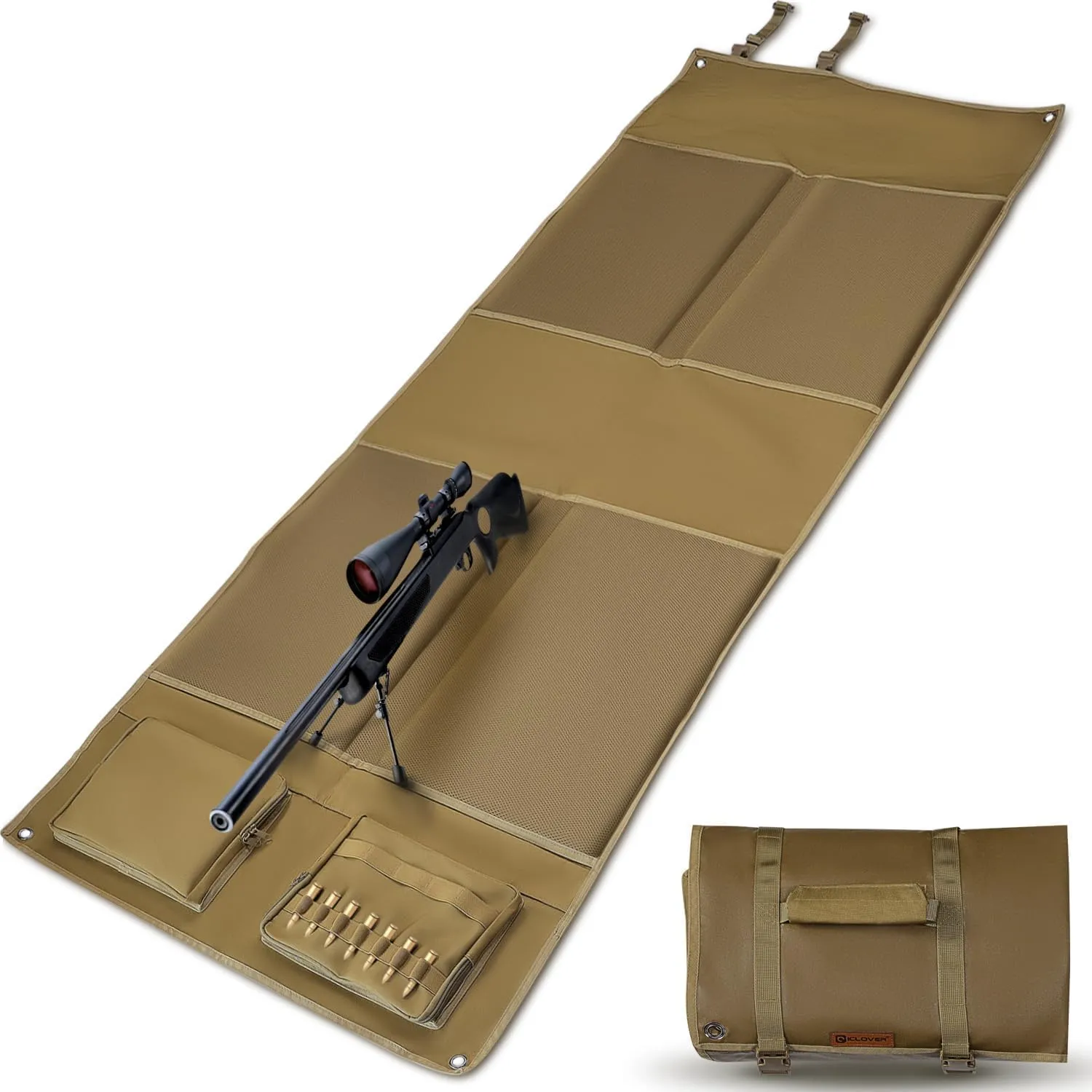 THUNDERBAY Shooting Mat, Tactical Prone Padded Shooting Mats, with 2 Pockets & Molle Webbings & Bipod Holder, Extra Large Non-Slip Waterproof Foldable Pad Blanket for Long Range Rifle Shooting Hunting