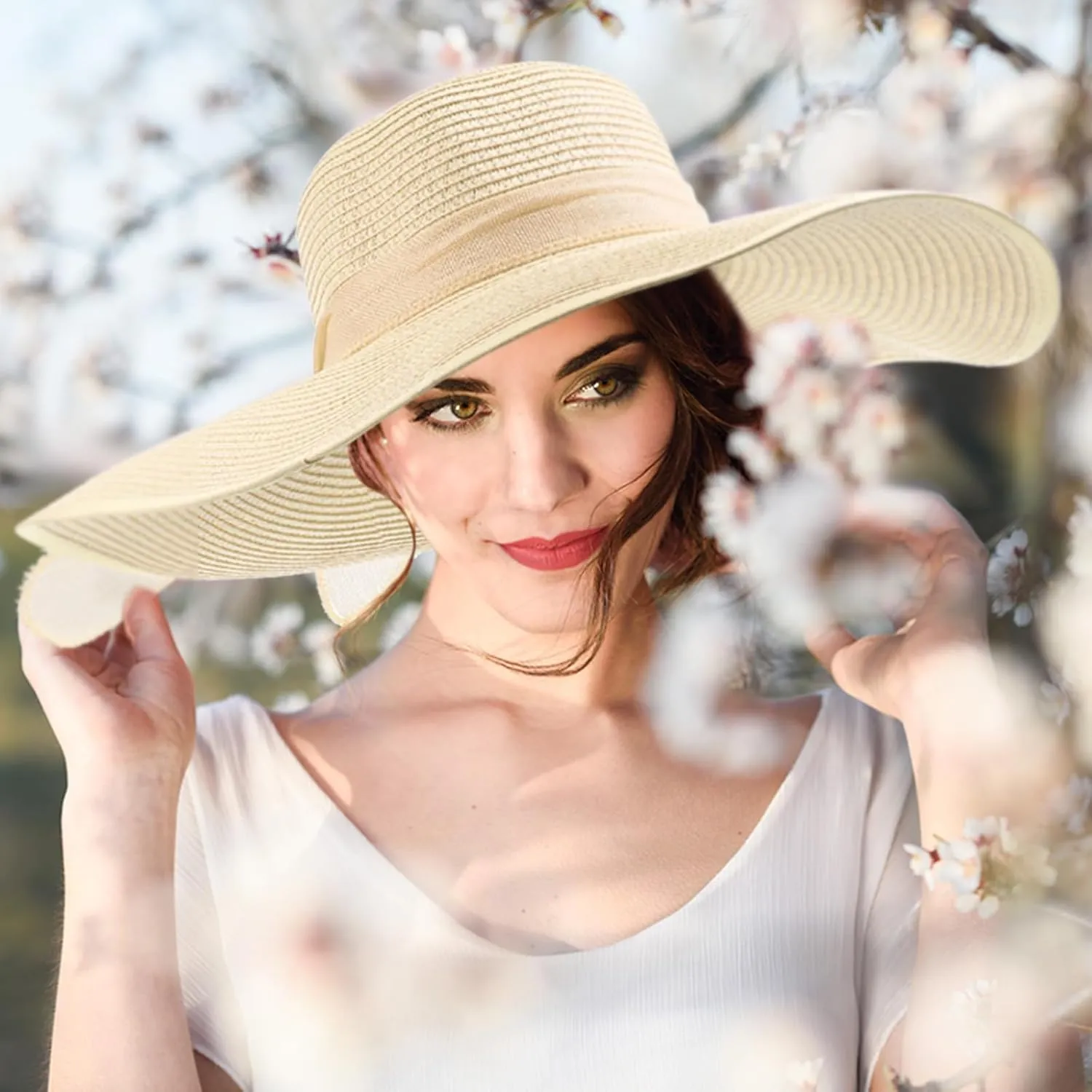 Tigeen 12 PCS Women's Wide Brim Straw Hats Floppy Sun Hat Foldable Multicolor Summer Beach Sun Cap UPF 50 
