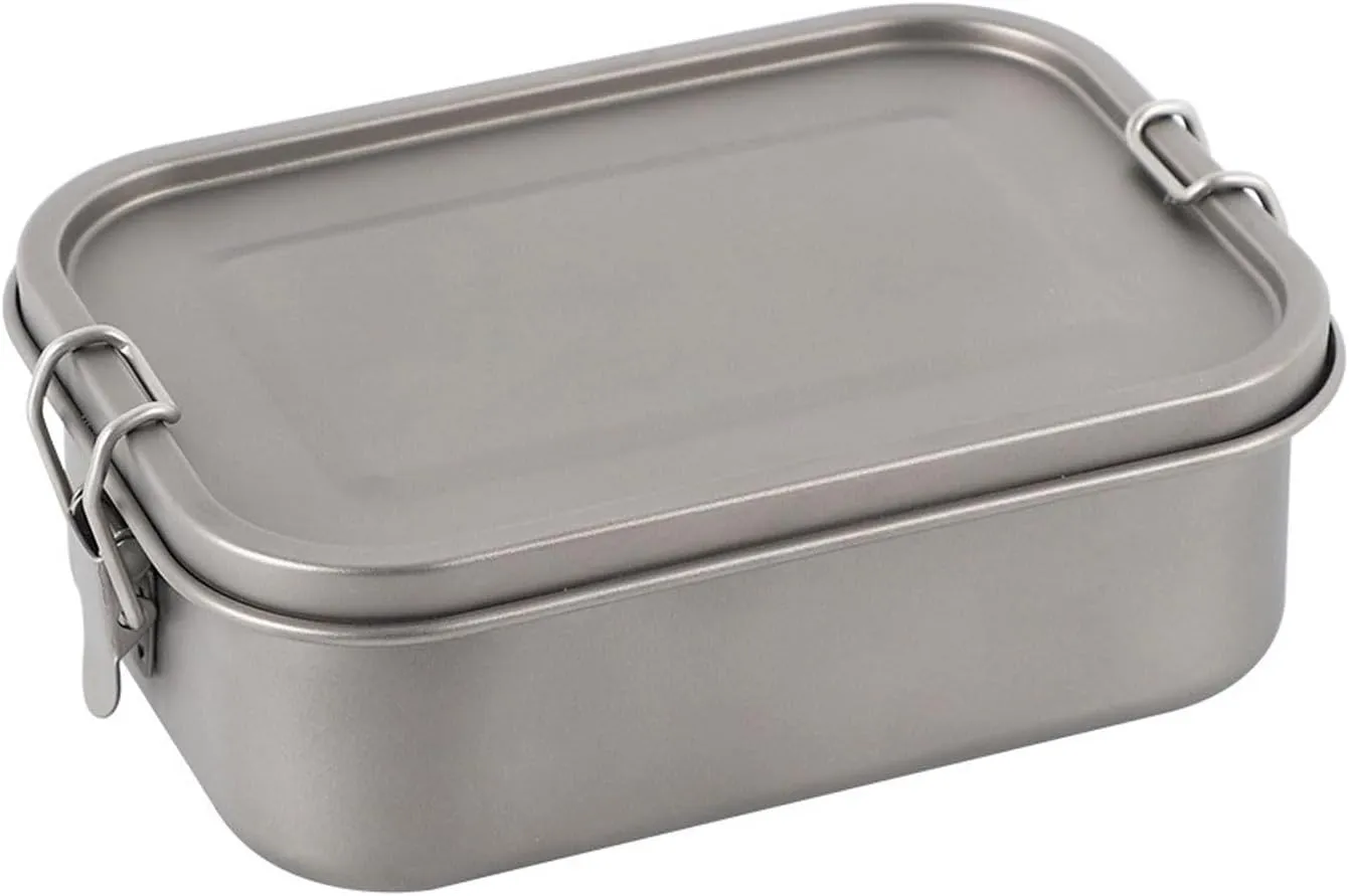Titanium Lunch Box with Leak-Proof Lid Camping Cookware Lightweight Outdoor Cooking Pan for Backpacking Hiking Picnic & Travel Durable