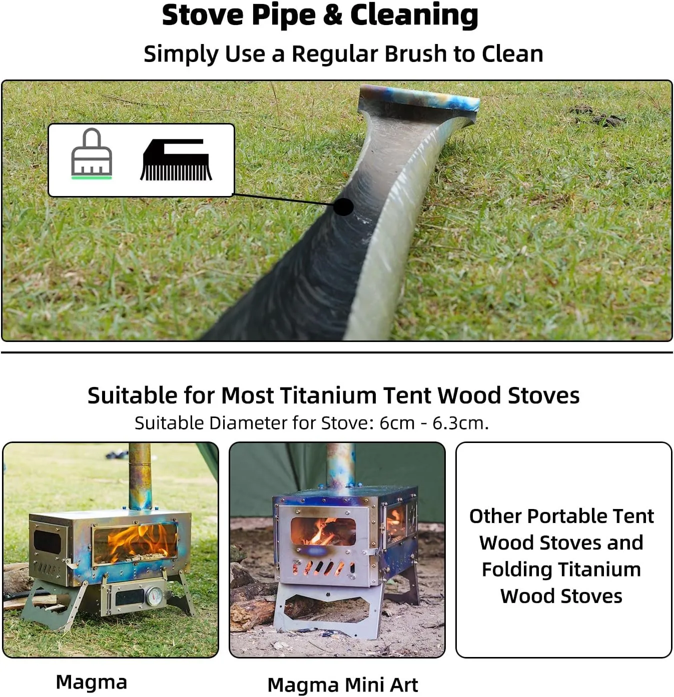 Titanium/Stainless Steel Rollable Chimney Pipe, Lightweight and Portable, DIY Folding Chimney for Hot Tent Stove, Titanium Tent Stove, Hot Tent Camping(Titanium, 2.5m/8.2ft)