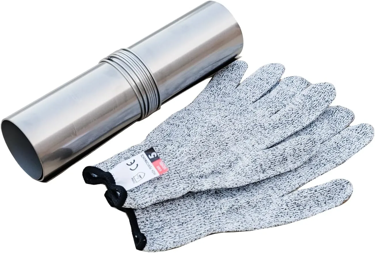 Titanium/Stainless Steel Rollable Chimney Pipe, Lightweight and Portable, DIY Folding Chimney for Hot Tent Stove, Titanium Tent Stove, Hot Tent Camping(Titanium, 2.5m/8.2ft)