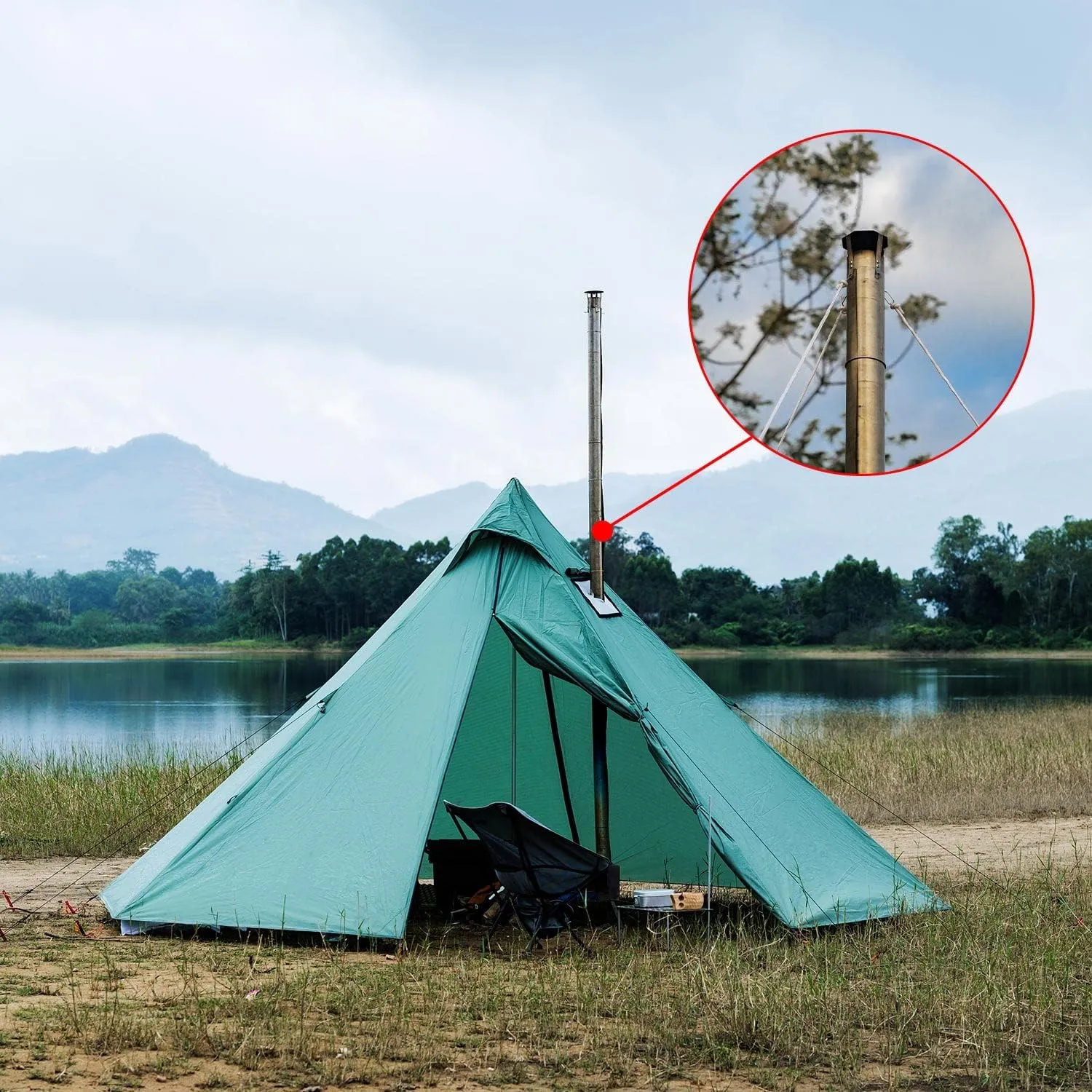 Titanium/Stainless Steel Rollable Chimney Pipe, Lightweight and Portable, DIY Folding Chimney for Hot Tent Stove, Titanium Tent Stove, Hot Tent Camping(Titanium, 2.5m/8.2ft)