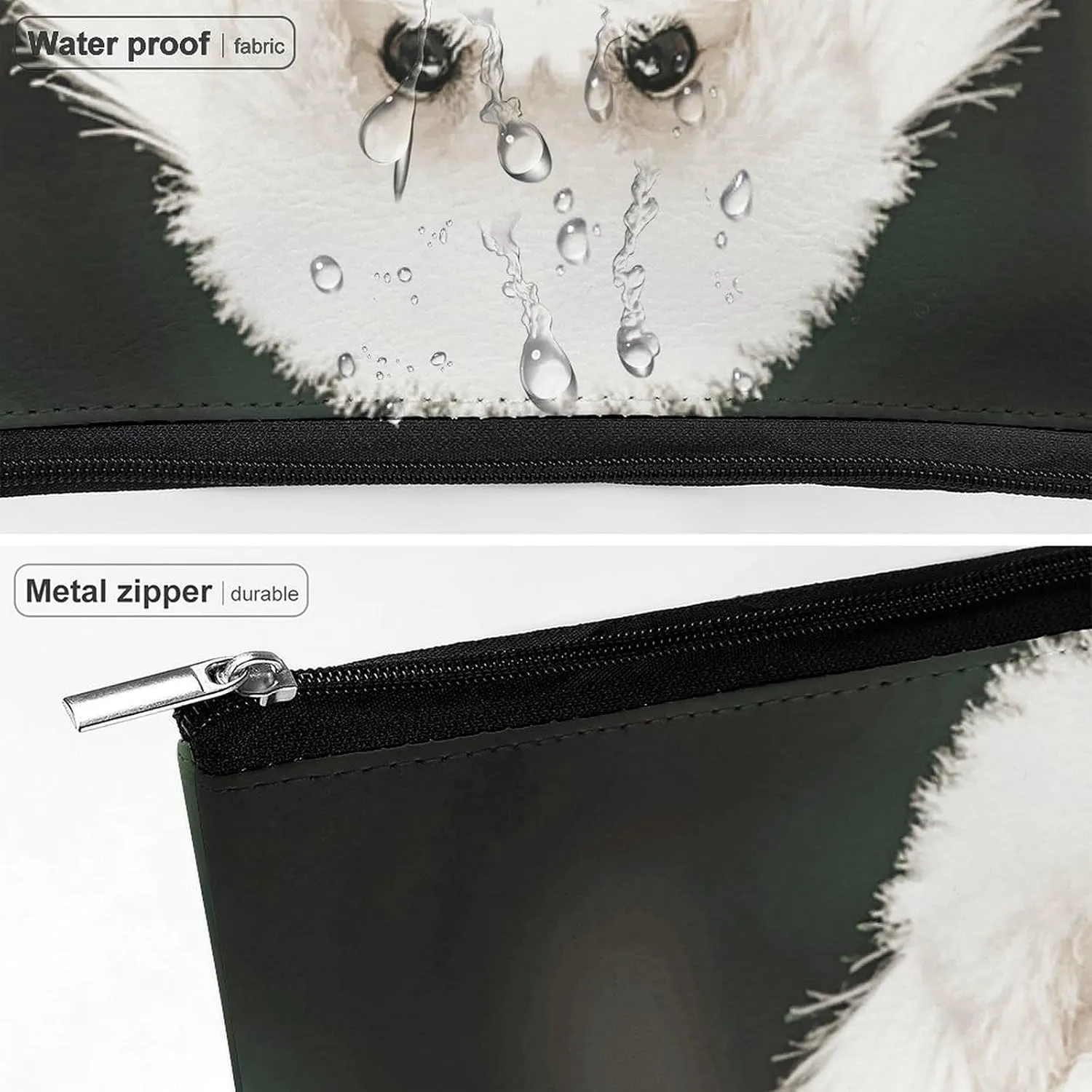 Toiletry Bag for Women Bichon Frise Dog on The Grass Cosmetic Bag Portable Capacity Travel Makeup Bags with Zipper Lightweight Cute Beauty Makeup Organizer for Traveling, Accessories, Essentials