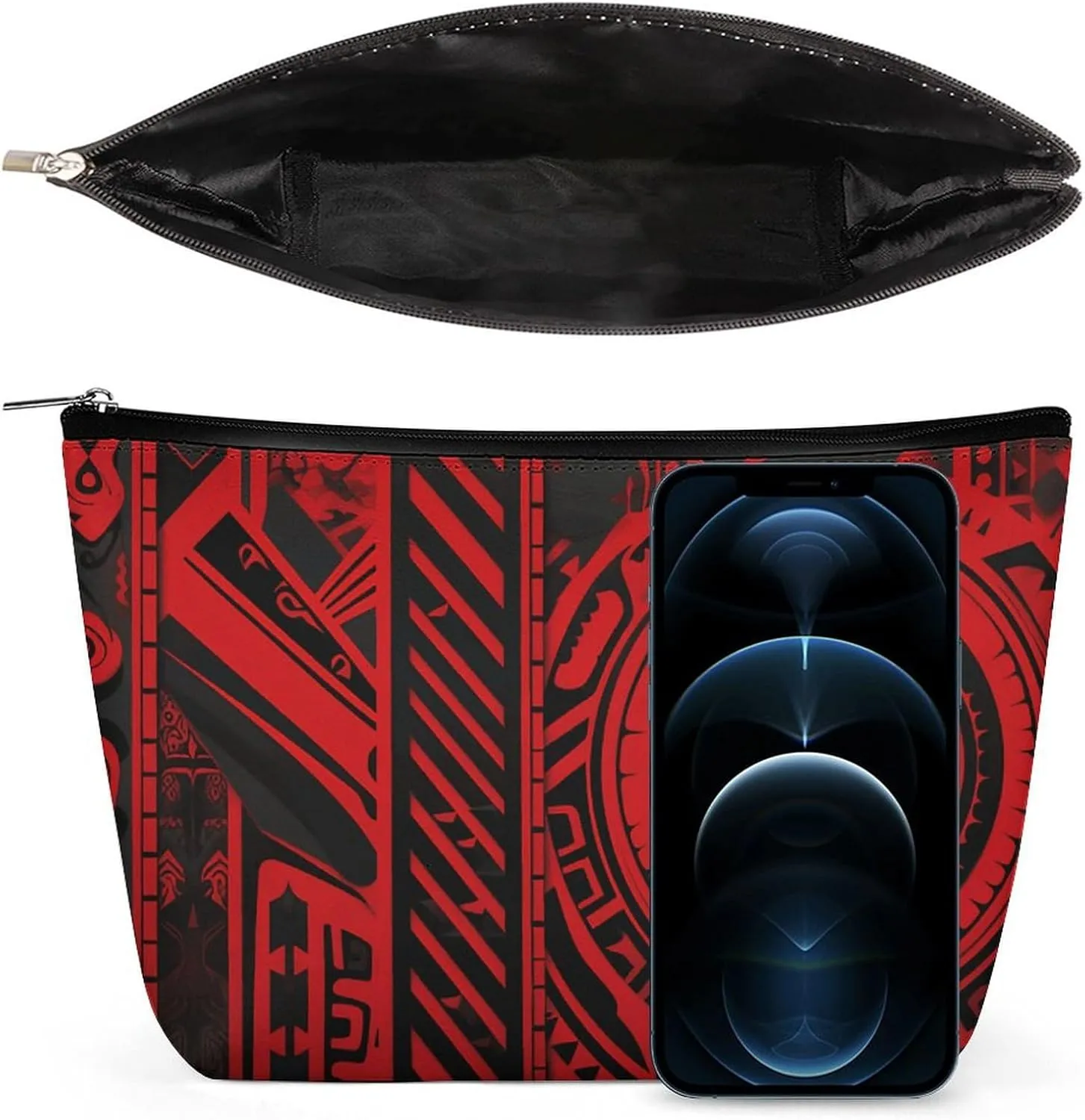 Toiletry Bag for Women Black And Red Cosmetic Bag Portable Capacity Travel Makeup Bags with Zipper Lightweight Cute Beauty Makeup Organizer for Traveling, Accessories, Essentials
