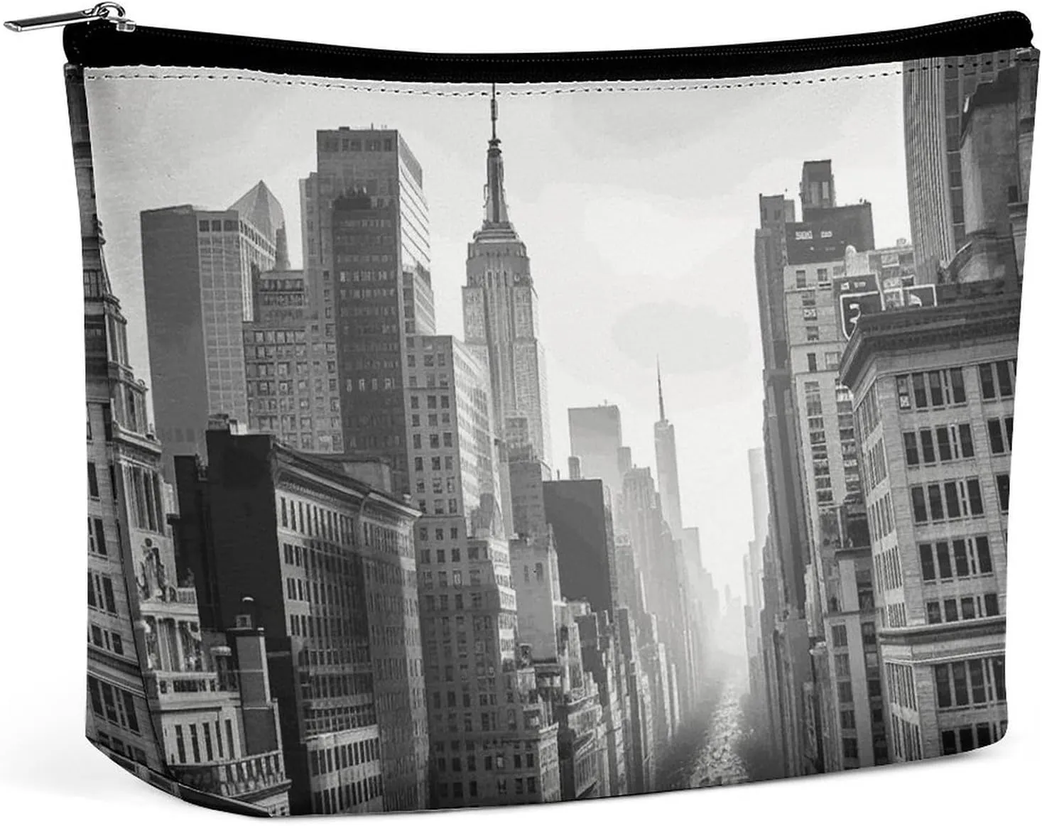 Toiletry Bag for Women Black And White New York Cosmetic Bag Portable Capacity Travel Makeup Bags with Zipper Lightweight Cute Beauty Makeup Organizer for Traveling, Accessories, Essentials
